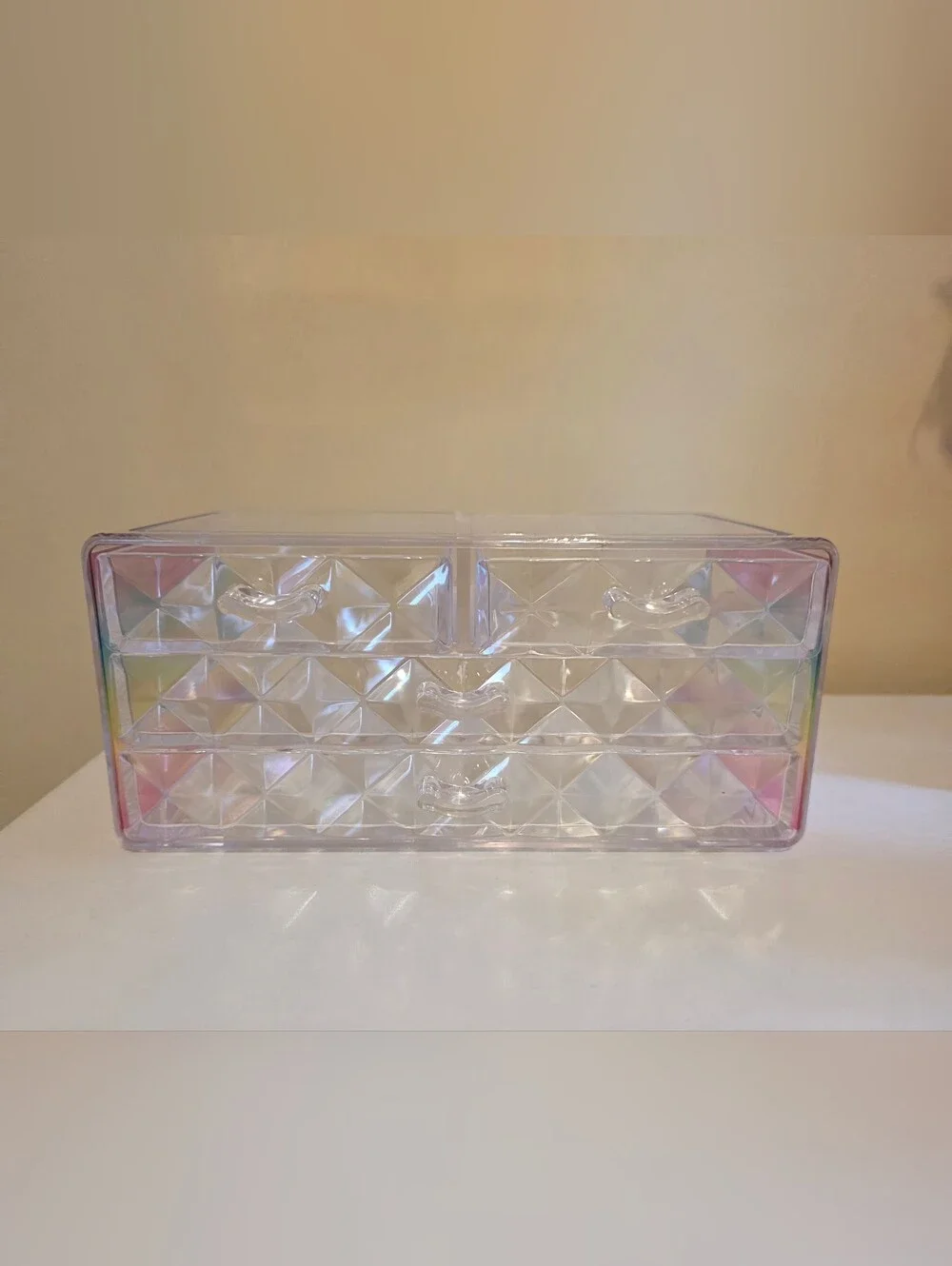 Haus Of Glam Iridescent Clear 4-Drawer Makeup Organizer